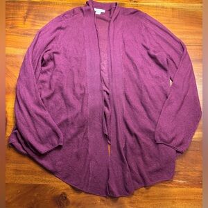 Coldwater Creek Women’s Raspberry Red Open Front Linen Cardigan Sz L